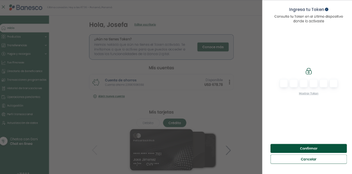 Ingresa tu token de seguridad para confirmar tu identidad.